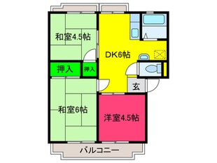 ハ－モニ－ハイツＢ棟の物件間取画像